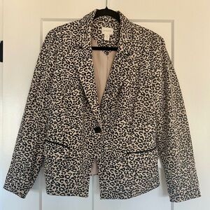 Chico's Black and Cream Leopard Blazer